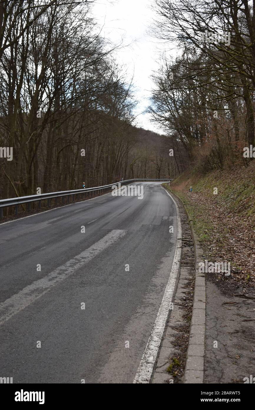 empty road in early March 2020 Stock Photo