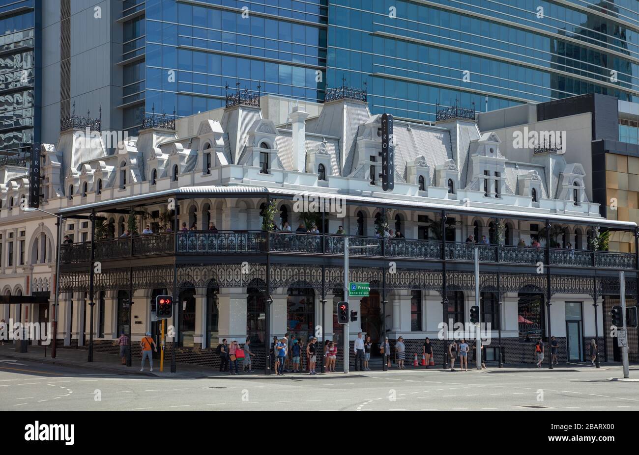 The Royal Hotel seen in Perth, a landmark building in Grand Victorian Second Empire's Style. Stock Photo
