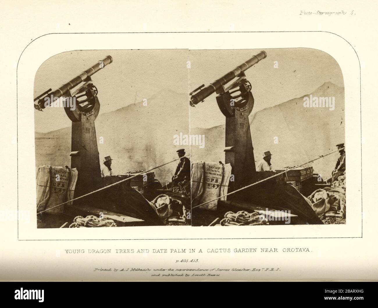 Sheepshanks Telescope First Erected on Mount Guajara..., by Charles Piazzi Smyth, 1856 Stock Photo