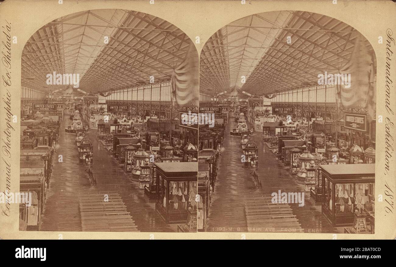 Main Avenue East, Main Building, Centennial International Exhibition, Philadelphia, by William Notman, 1876 Stock Photo