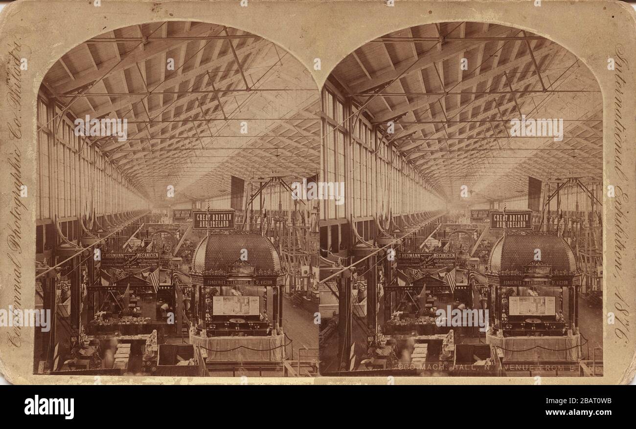 Main Avenue, Machine Hall, Centennial International Exhibition, Philadelphia, by William Notman,1876 Stock Photo