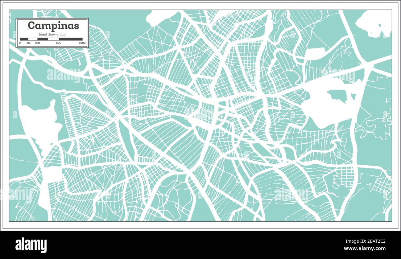 Campinas Brazil City Map in Retro Style. Outline Map. Vector