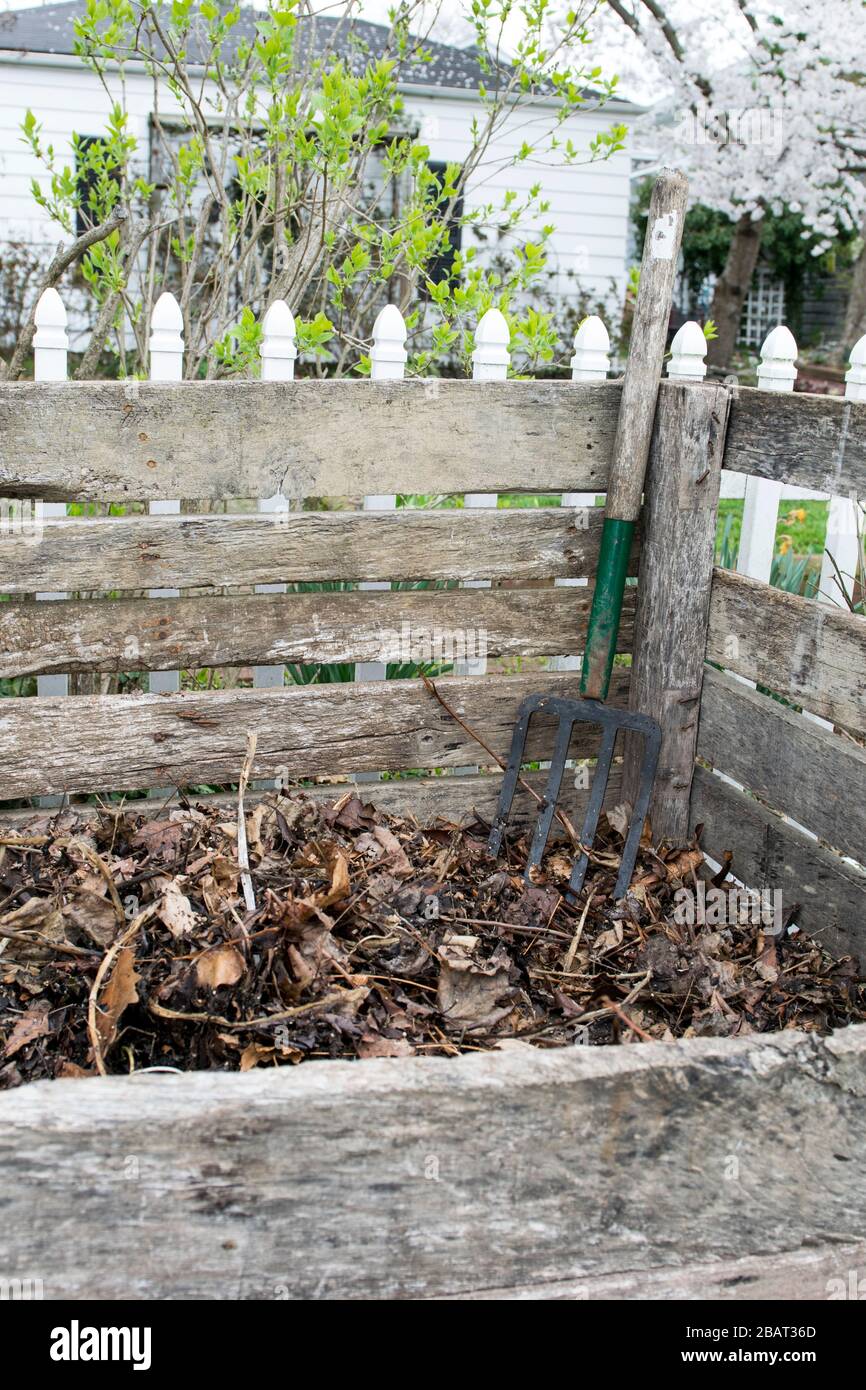 Homemade wooden recycle bin Stock Photo Alamy