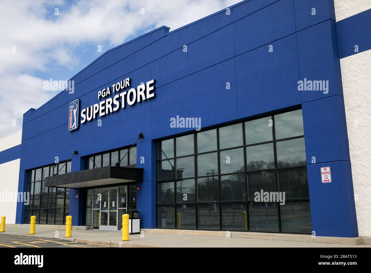 A logo sign outside of a PGA TOUR Superstore retail store location in East Hanover, New Jersey, on March 23, 2020. Stock Photo