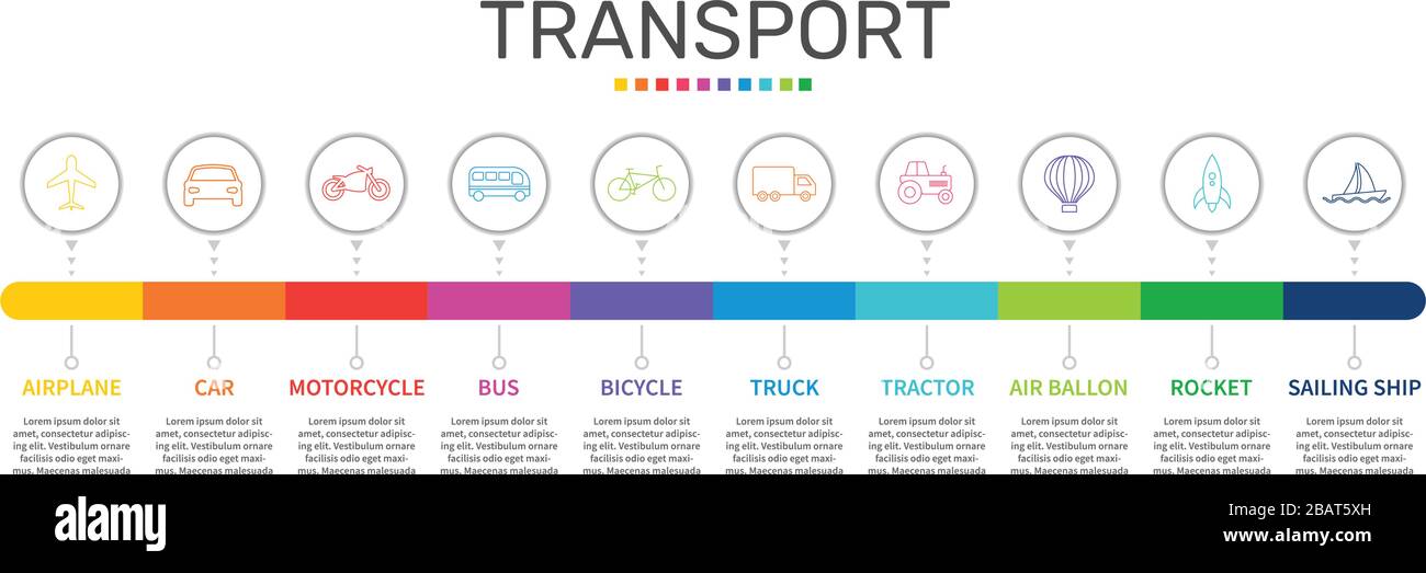 Transport Infographics vector design. Timeline concept include airplane ...