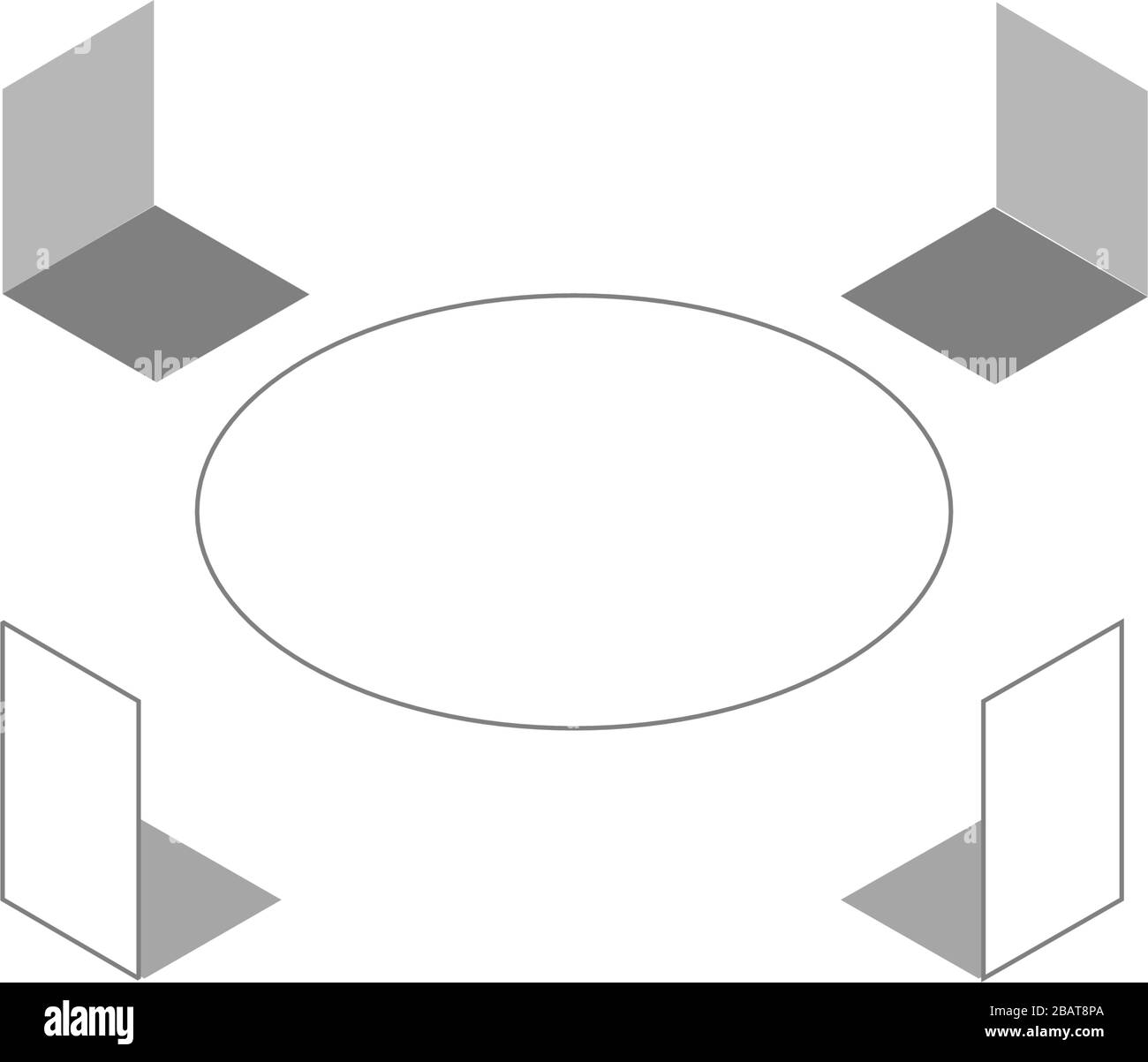 3D vector of round table with chairs Stock Vector