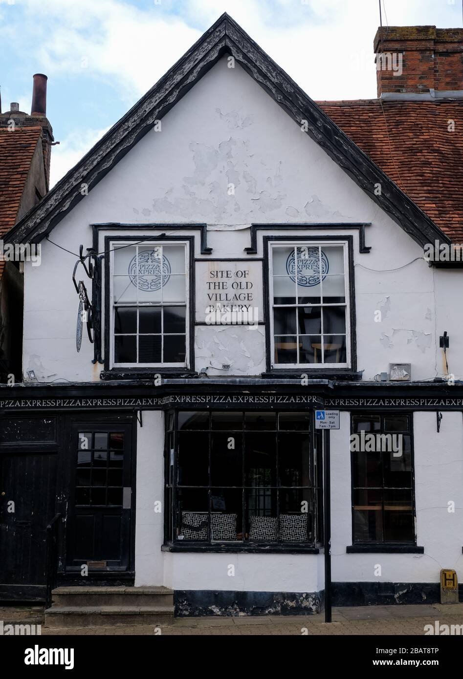 Half timbered building in High Street, Pinner Village, Middlesex, UK. The building was once the