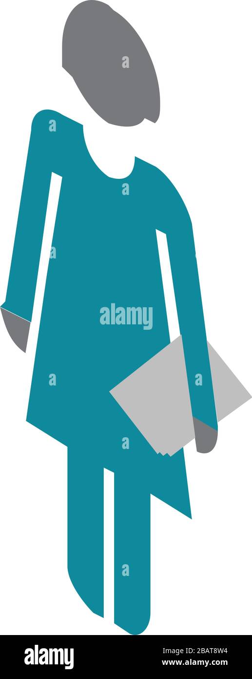3D vector business woman with folder in hands Stock Vector