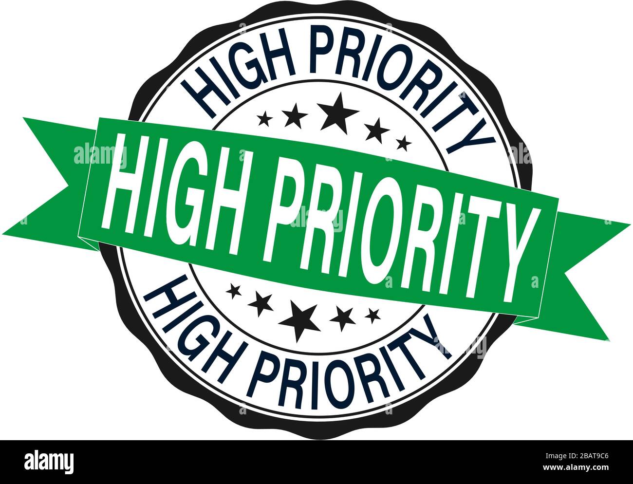high priority. stamp green round vintage high priority sign Stock Vector