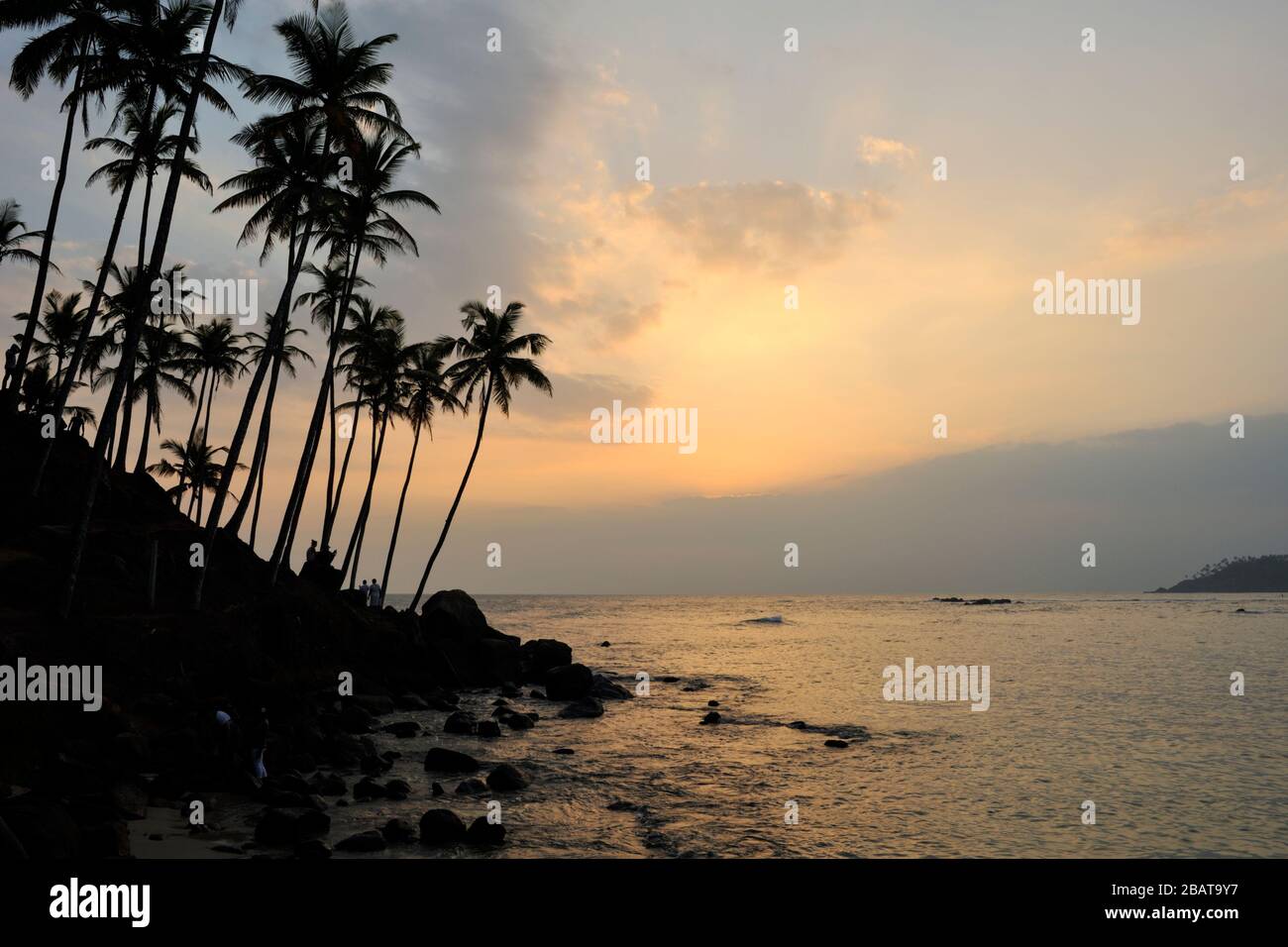 Sri Lanka, Mirissa, coconut tree hill at sunset Stock Photo