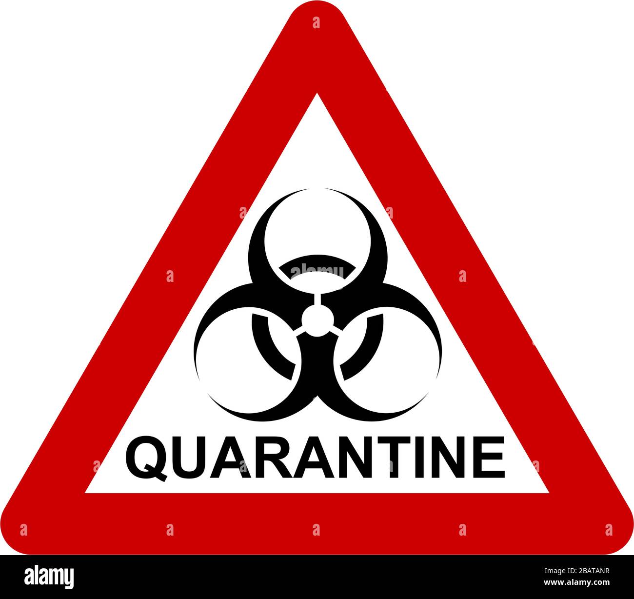 Warning sign with biohazard symbol and QUARANTINE text Stock Photo