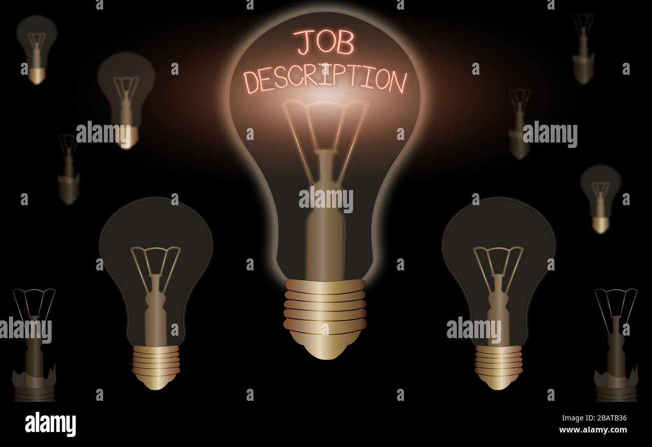 Handwriting text Job Description. Conceptual photo a formal account of ...