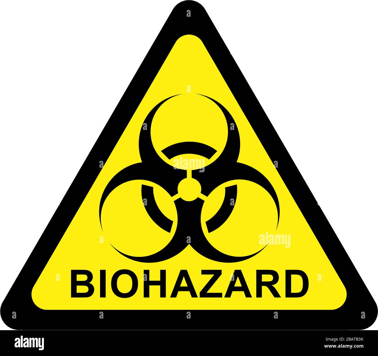 Warning sign with biohazard symbol and BIOHAZARD text Stock Photo