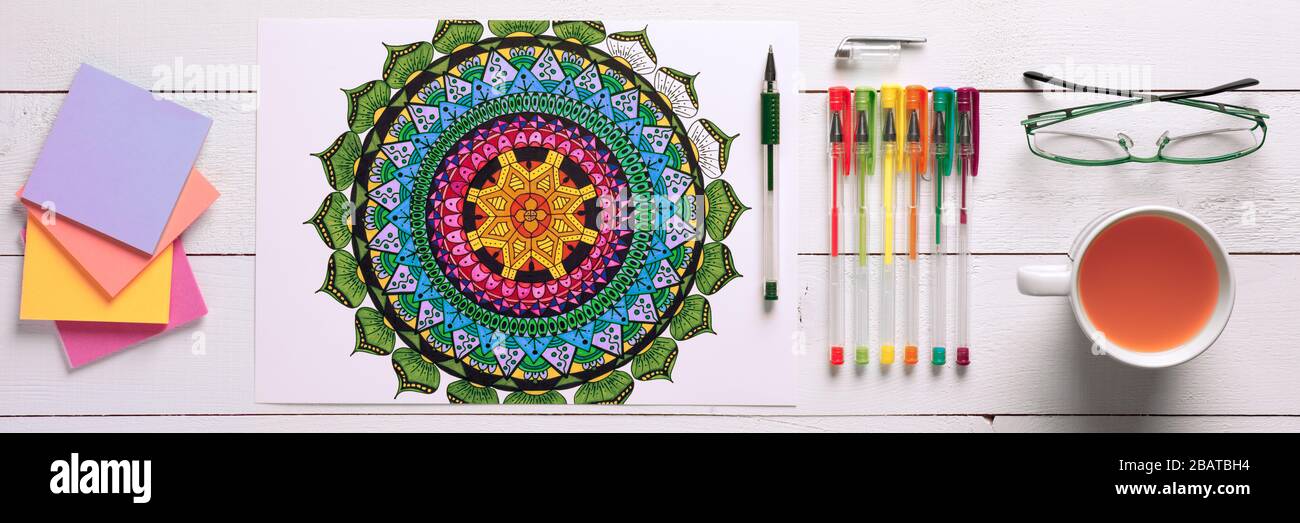 Adult Coloring Book Stress Relieving Trend Art Therapy Mental