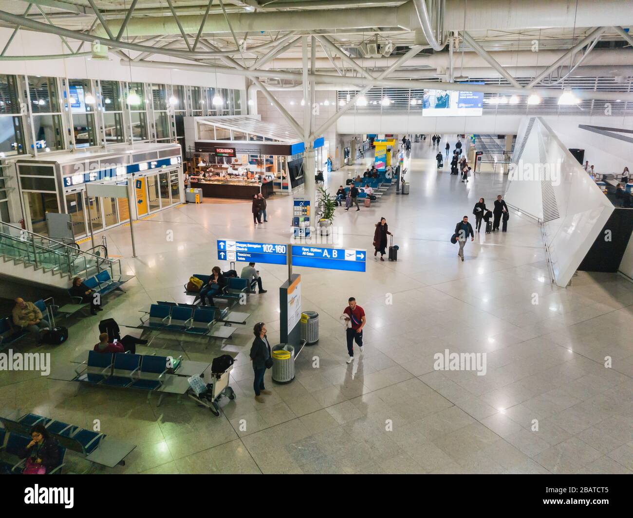 Athens, Greece - February, 11 2020: Passengers in the departure hall of ...