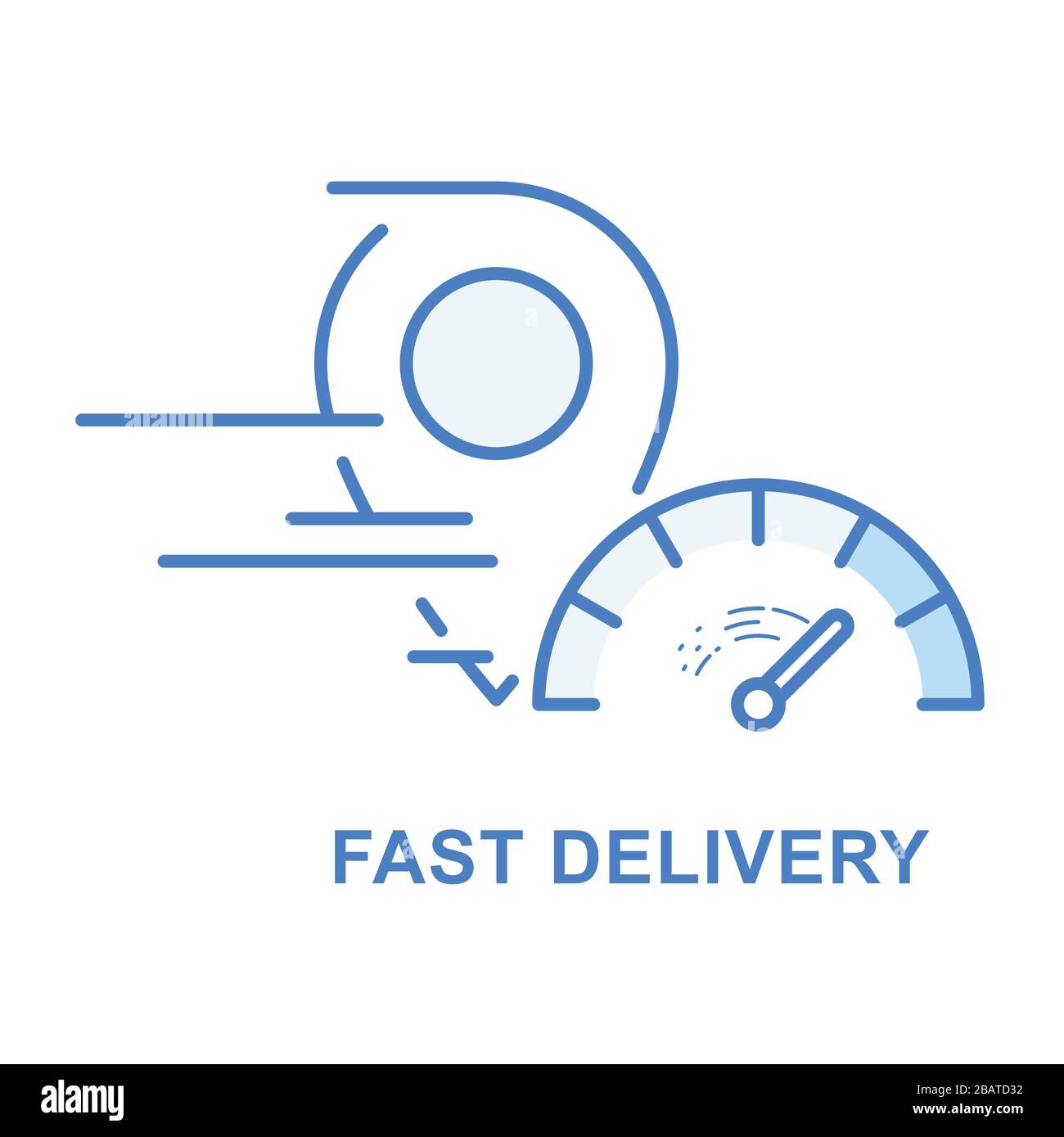 Fast delivery and speedy shipping icon - location marker and speedometer Stock Vector