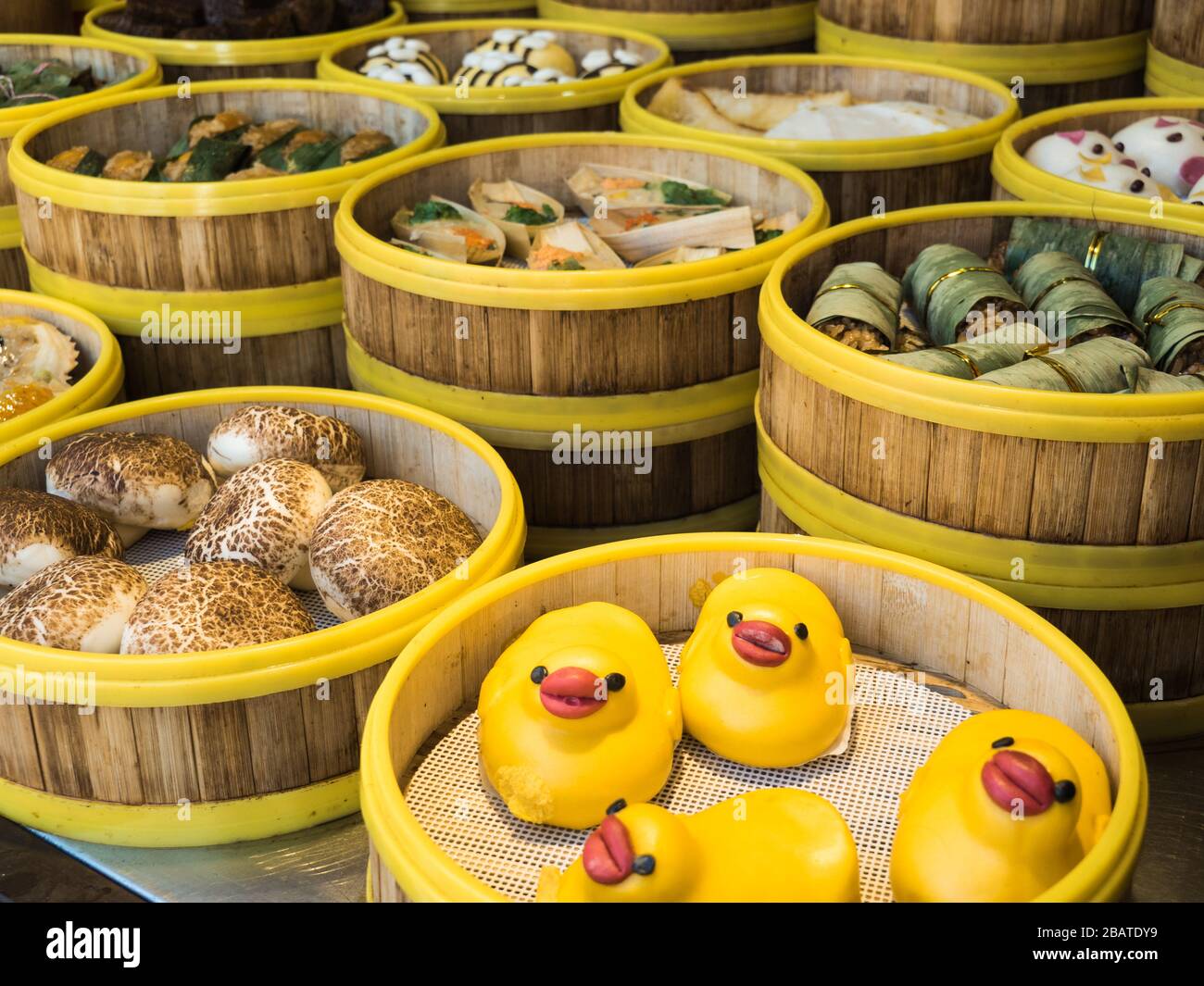 Traditional Chinese stuffed steamed buns also known as mantou or baozi