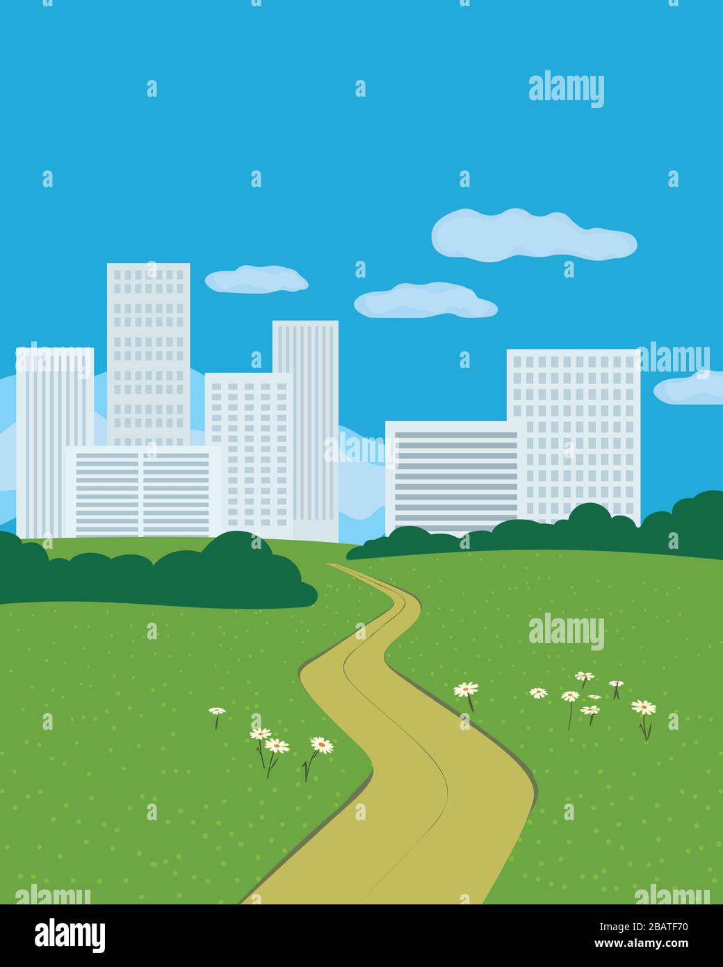 Summer city park flat color vector poster Stock Vector