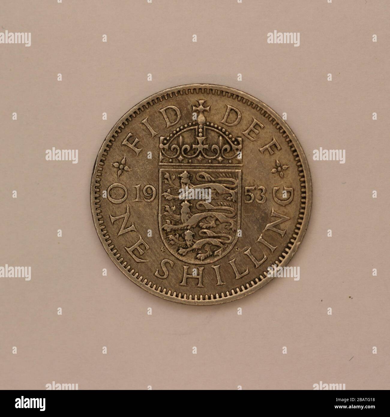 Großaufnahme einer Englischen 5 Shilling Münze Stock Photo