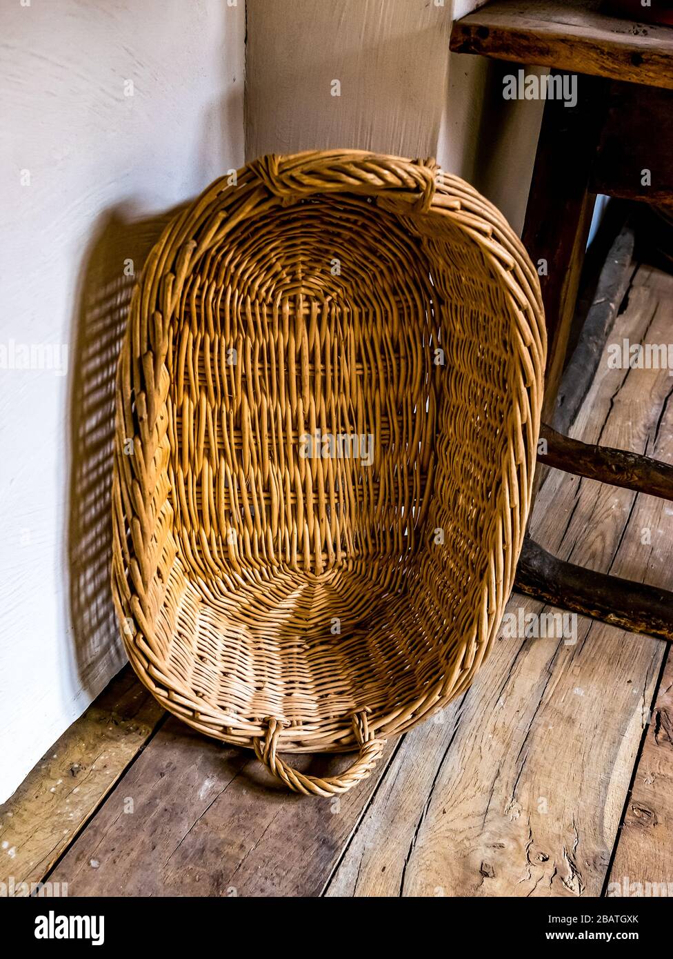 Woven Tudor Basket at Hampton Court Kitchens Stock Photo