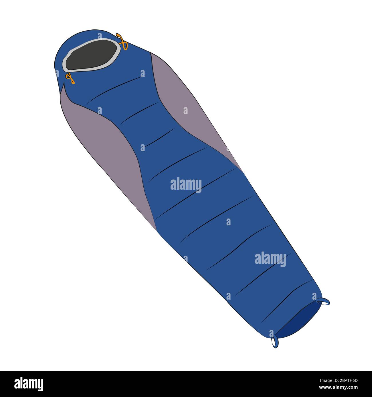 Blue sleeping bag in expanded form on a white background. Stock Vector