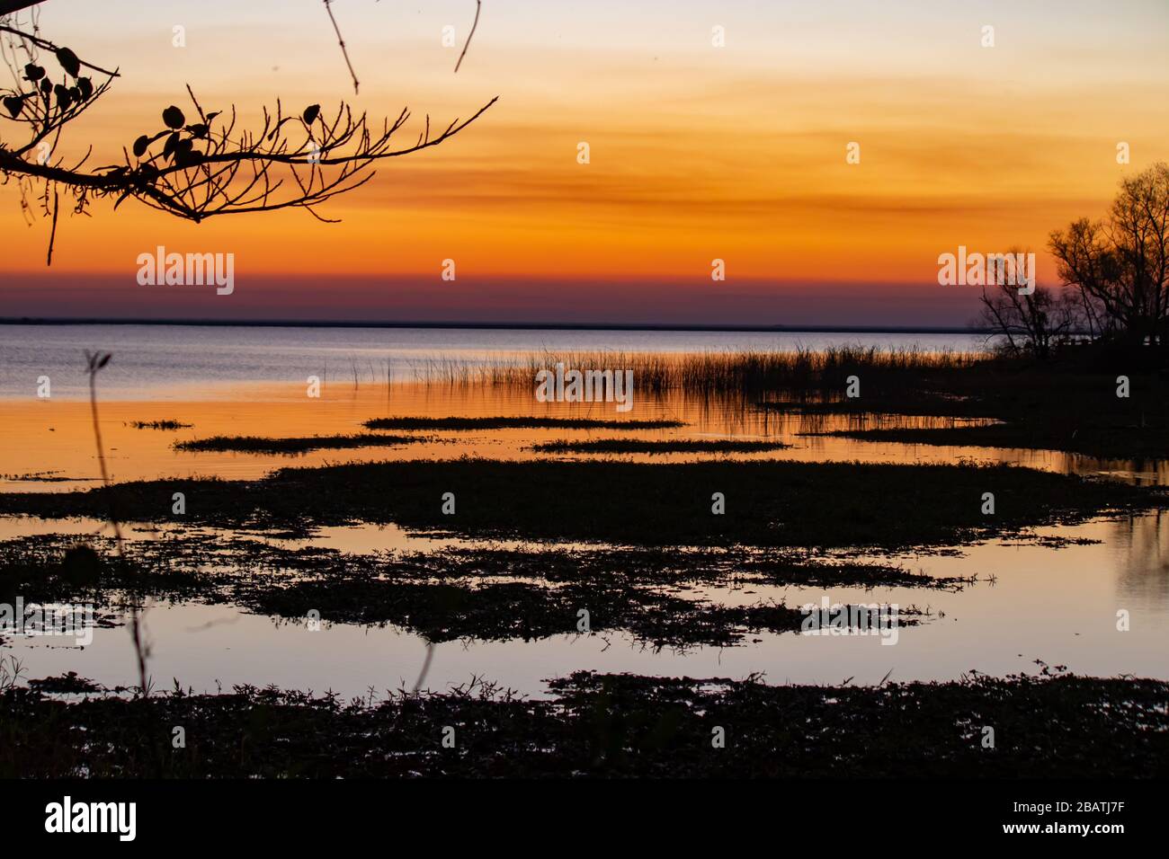 Sunset over Ibera Lake, Ibera National Park, Argentina Stock Photo