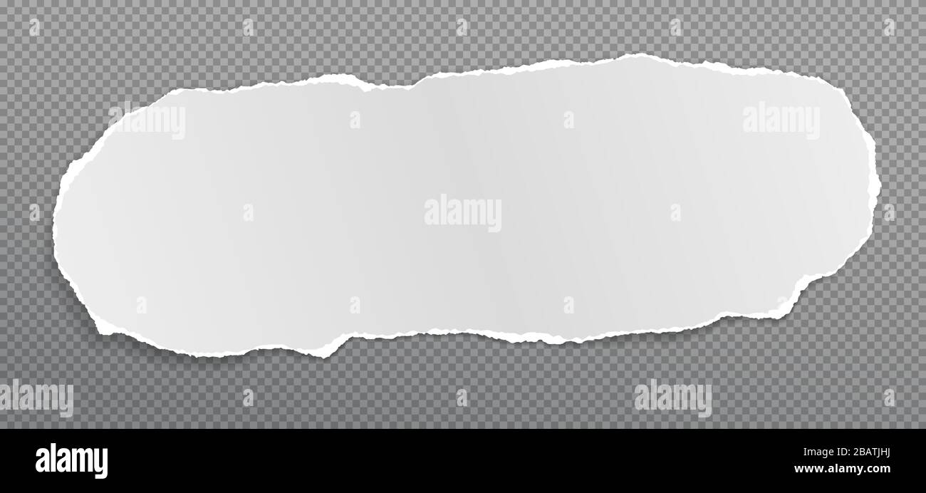 Piece of torn white note, notebook paper with soft shadow stuck on dark ...