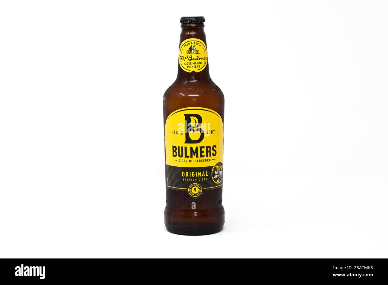 Bottle of Bulmers Original Cider on a white background Stock Photo - Alamy