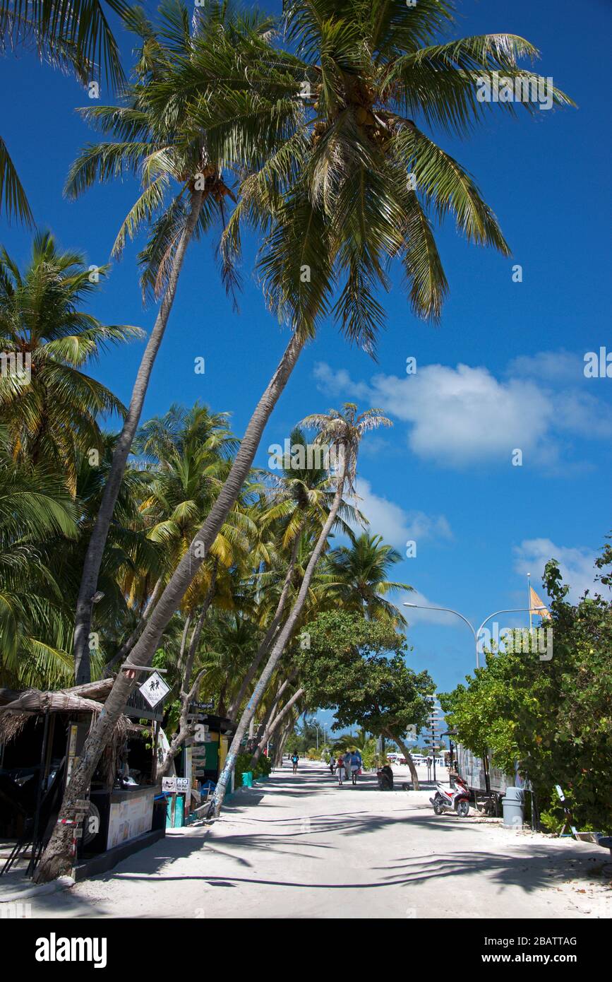 Main street Maafushi Maldives Stock Photo Alamy