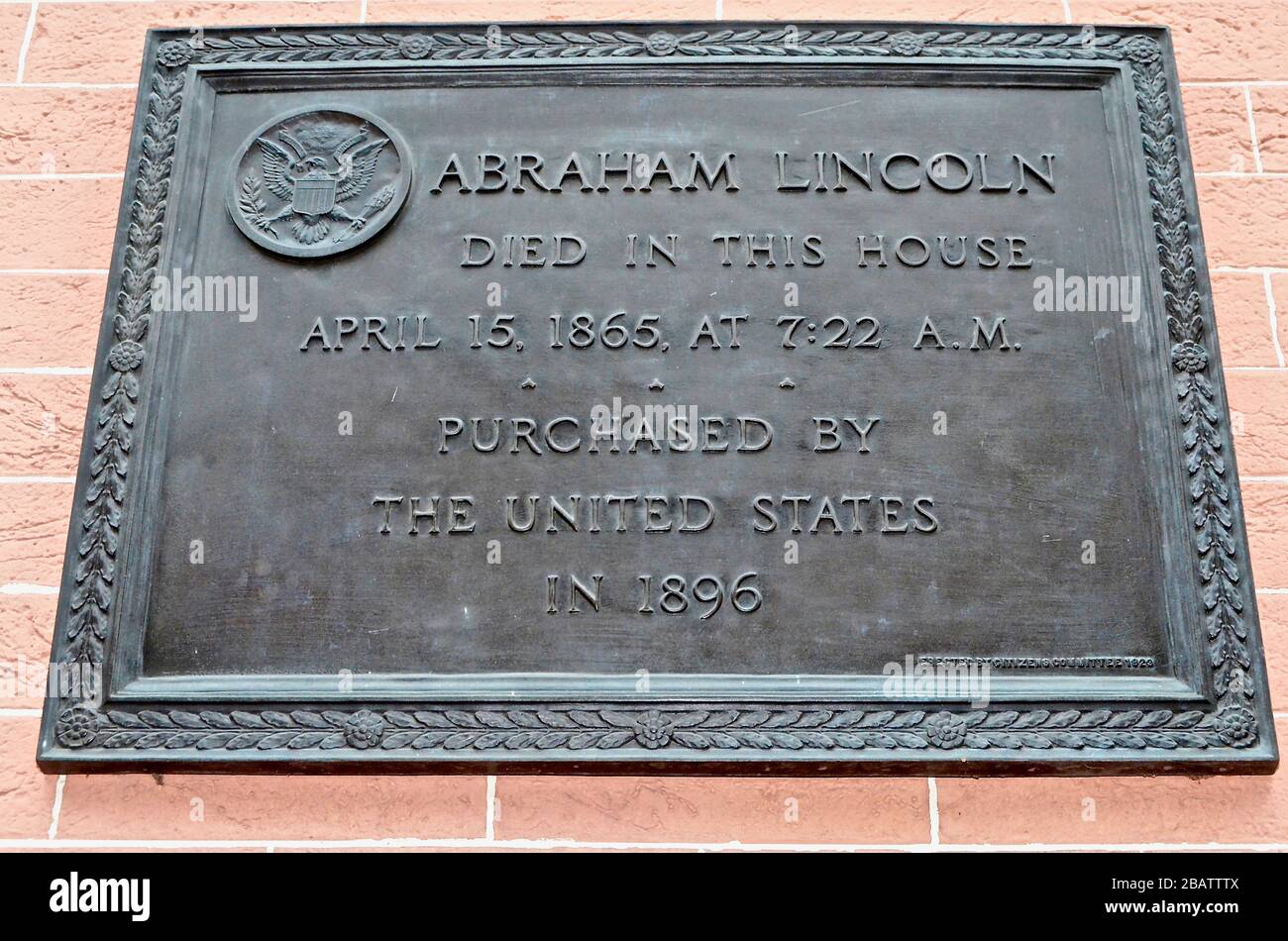Washington D.C. travel and view of Abraham Lincoln's memorial plaque Stock Photo