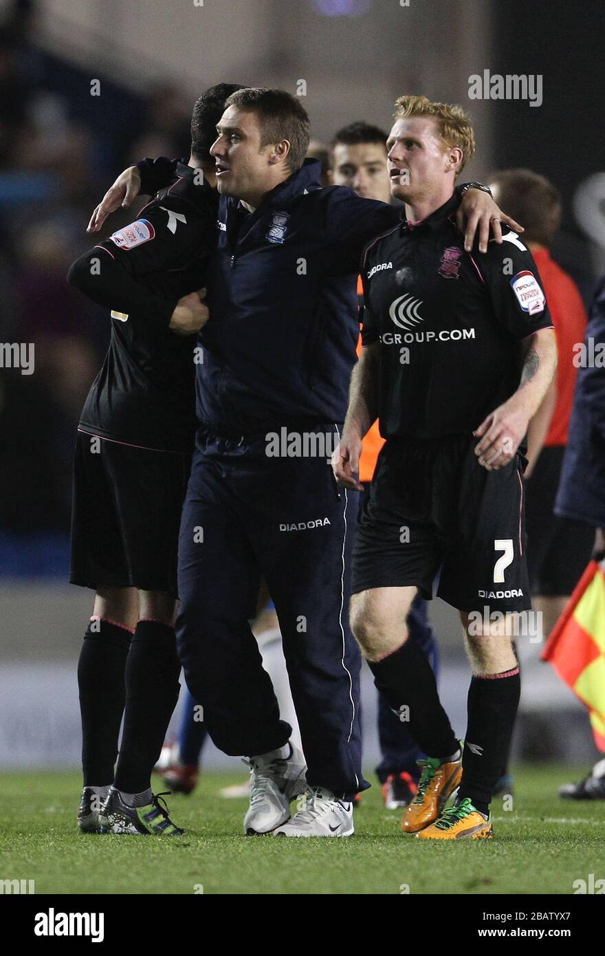 Birmingham City manager Lee Clarke celebrates with goal scorer Chris Burke Stock Photo
