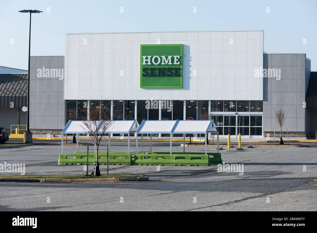 A logo sign outside of a HomeSense retail store location in Bel Air ...