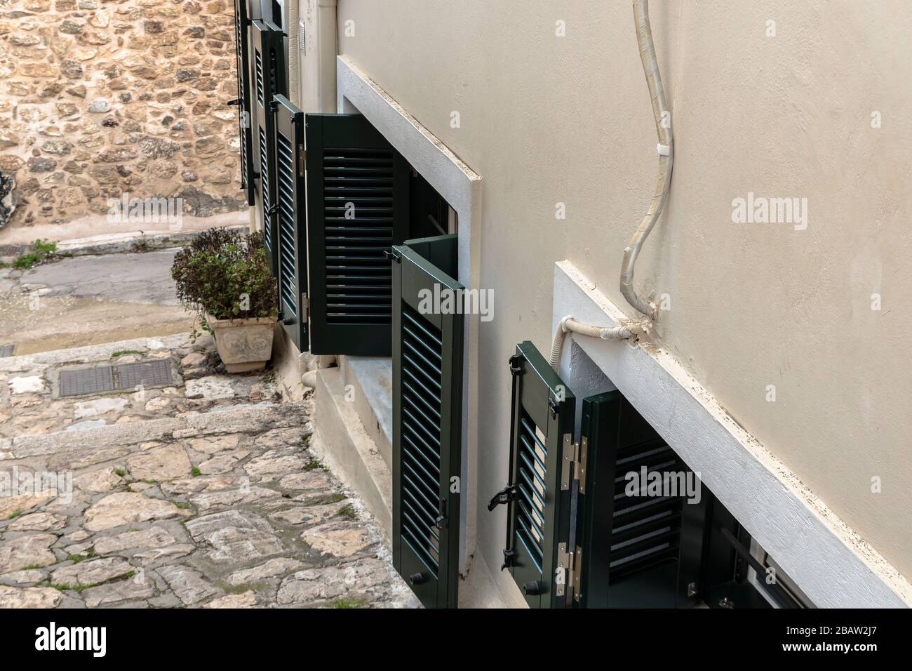 Athens - typical meditereanian windows Stock Photo - Alamy