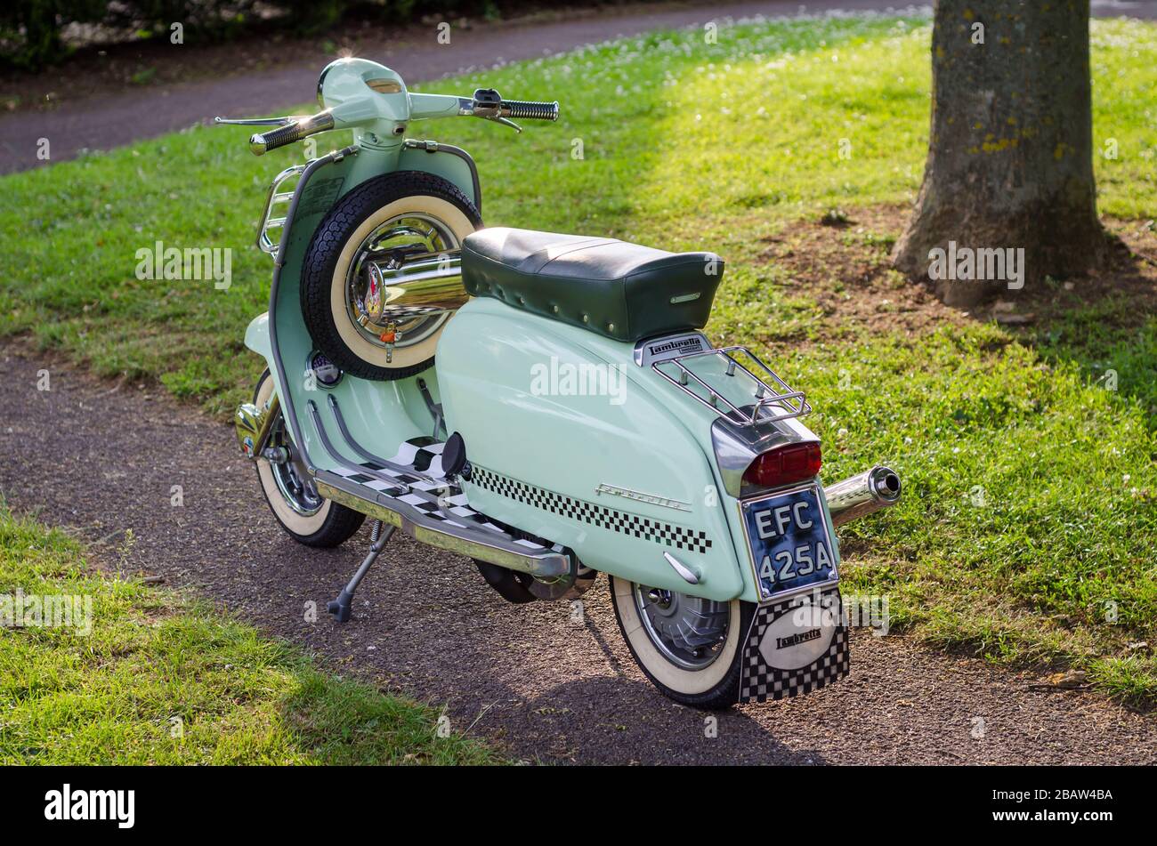 Restored 1963 peppermint green Lambretta 150sli Innocenti Stock Photo