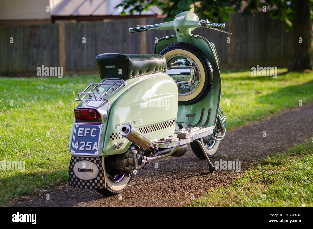 Restored 1963 peppermint green Lambretta 150sli Innocenti Stock Photo