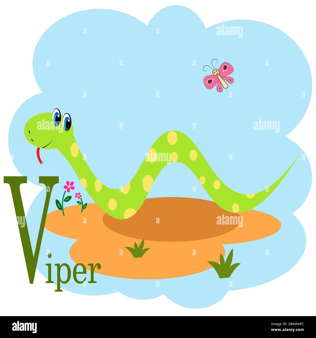 V for viper animal abc alphabet  Stock Vector
