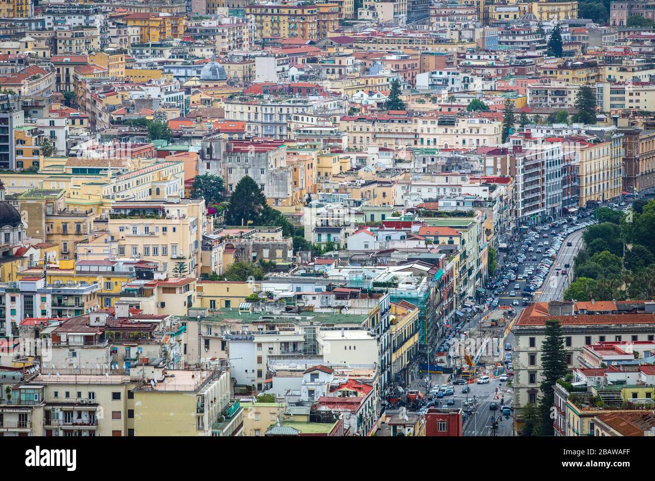 High angle view of Naples, Italy Stock Photo