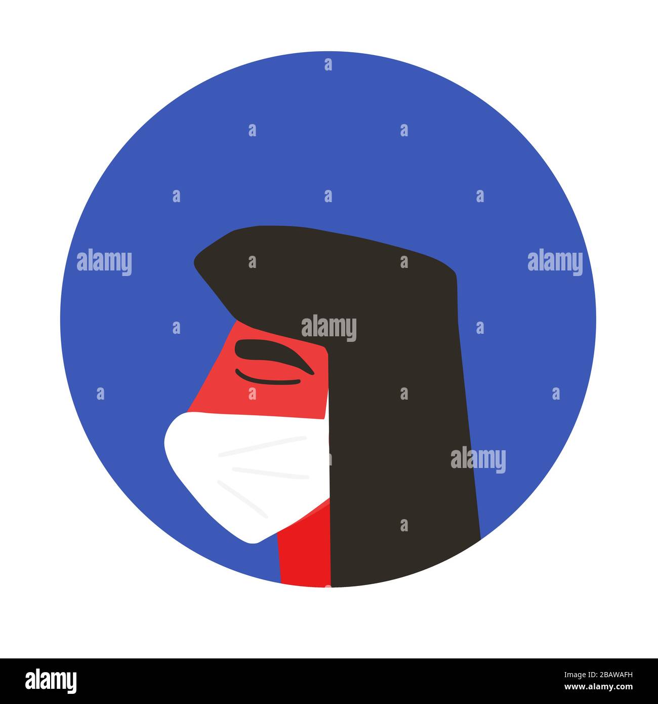 Girl in white medical face mask icon. Female patient in prevention mask ...