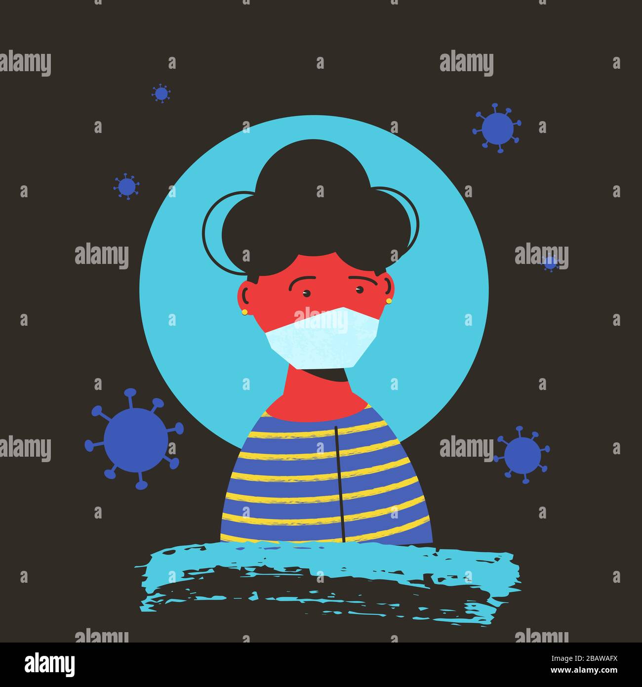 Girl in white medical face mask icon. Female patient in prevention mask ...