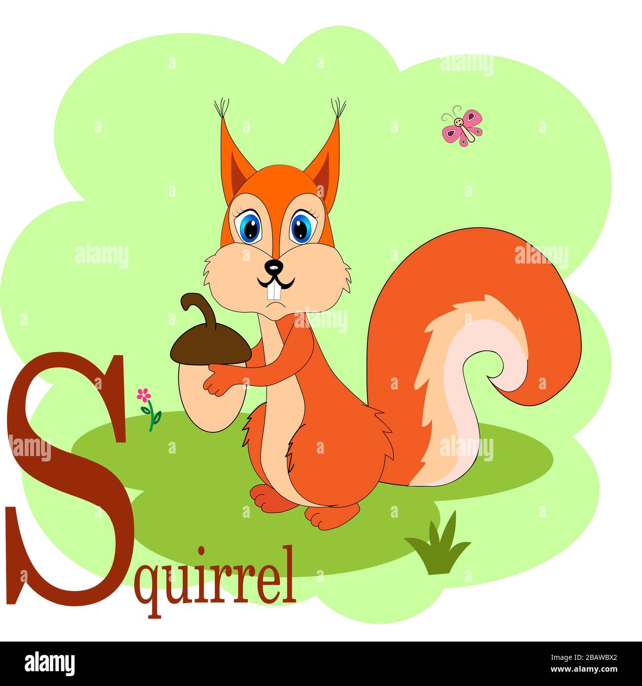 S for squirrel abc animal alphabet  Stock Vector