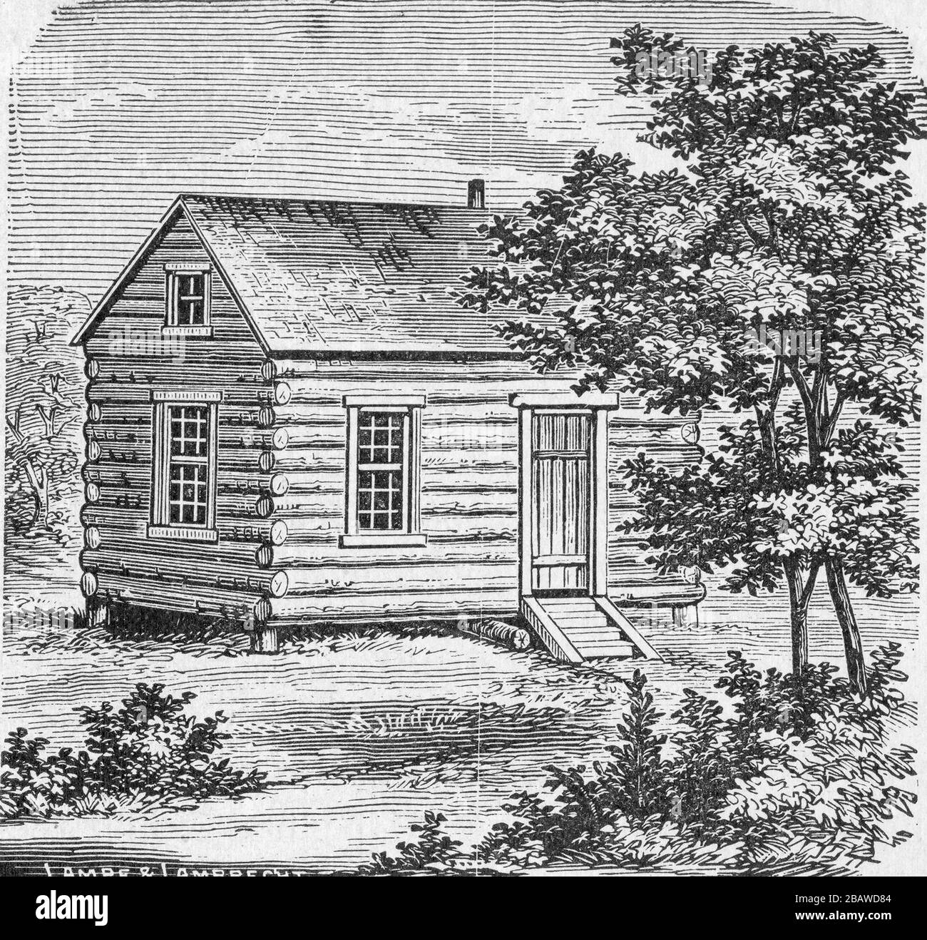 "English Concordia Seminary Perry County Missouri 1839 Cabin woodcut