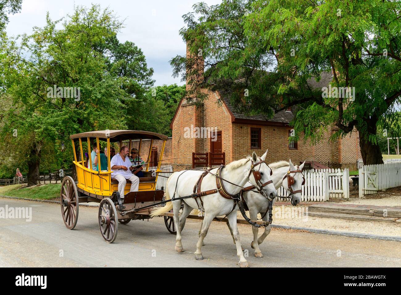 Horse drawn wagon ride in Colonial Williamsburg Stock Photo Alamy
