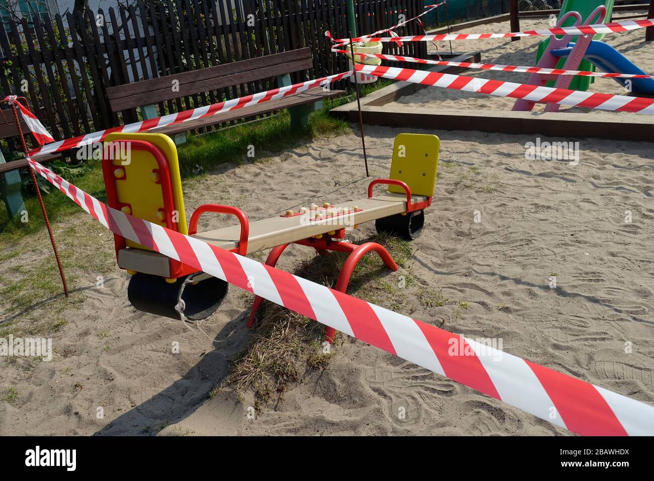 Corona virus, closed playground in Berlin due to the ban on contact Stock Photo