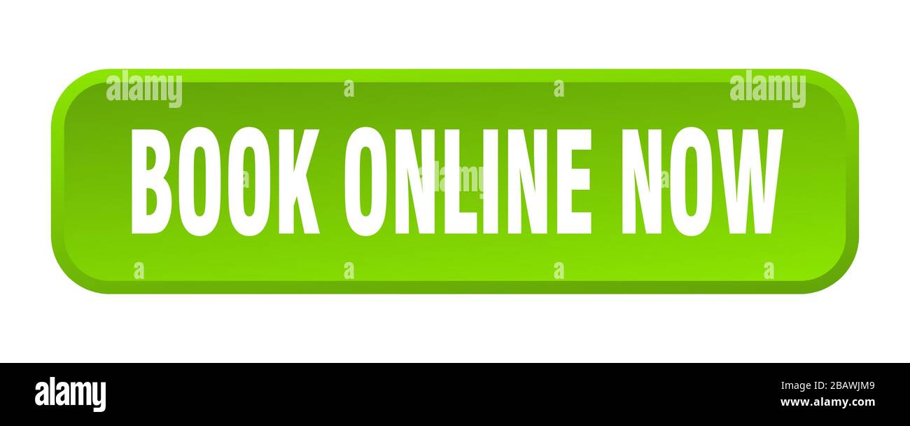 book online now button. book online now square 3d push button Stock Vector