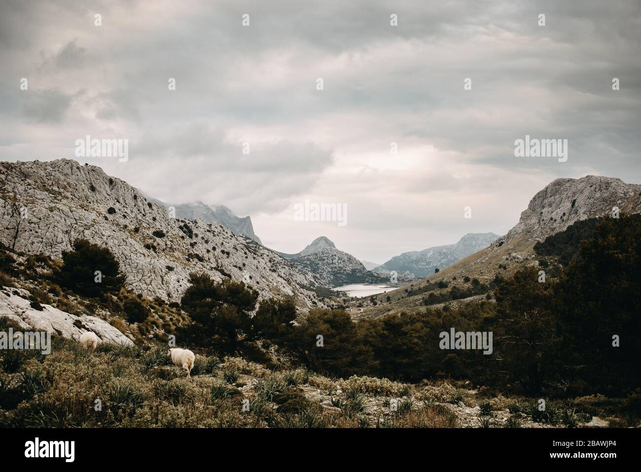 scenic mountain landscape with lake and clouds Stock Photo - Alamy