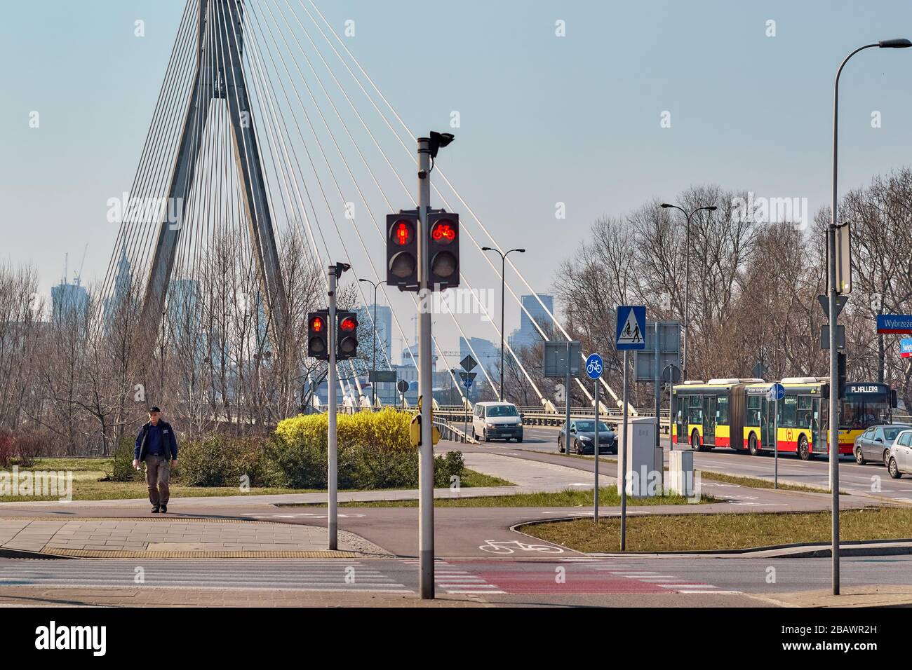 Warsaw street cross, near Świętokrzyski bridge, Poland Stock Photo