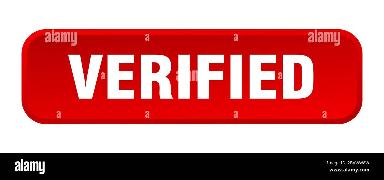 verified button. verified square 3d push button Stock Vector