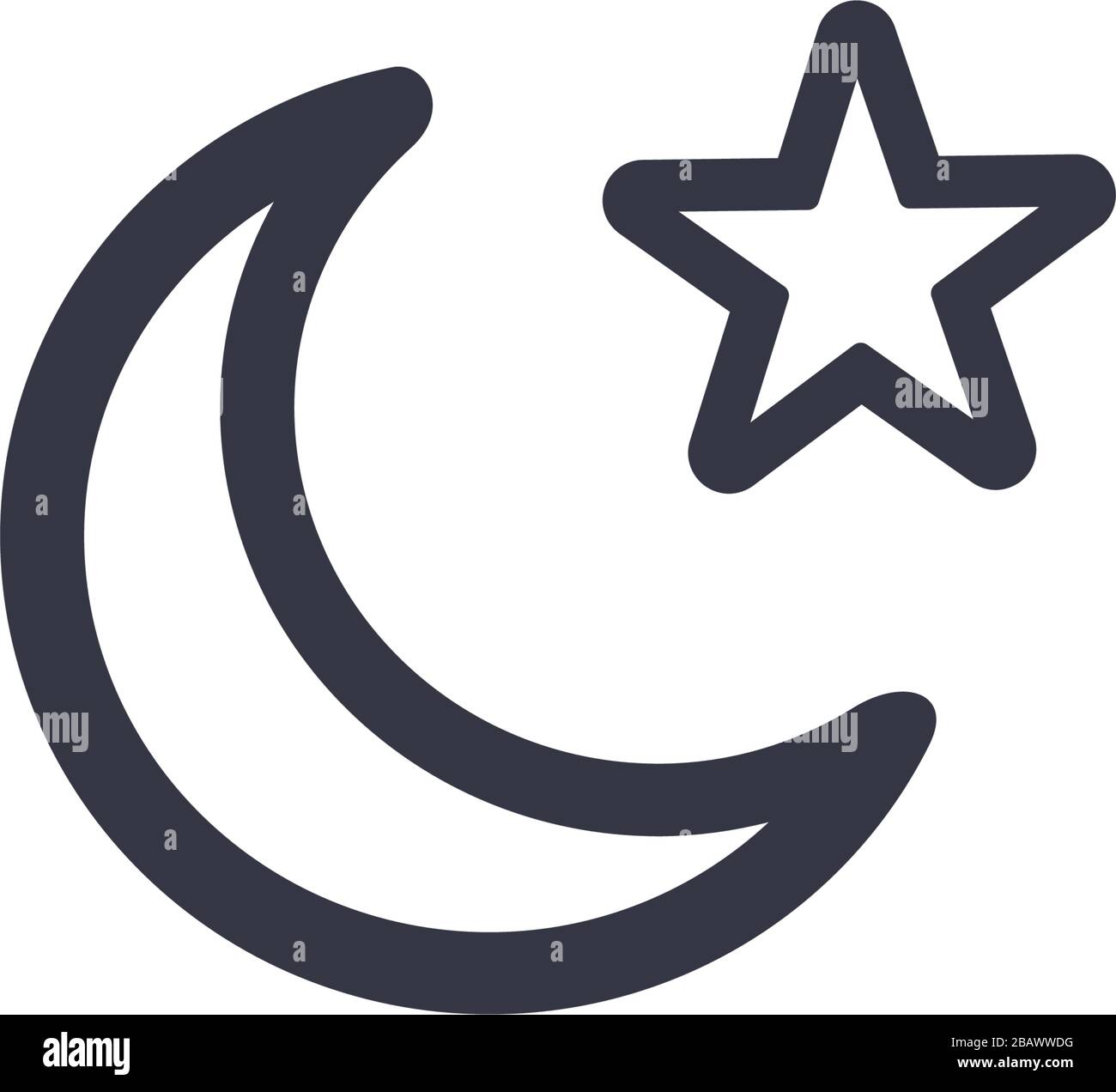 Religious Islamic Star and Crescent. Half moon and star. Stock Vector