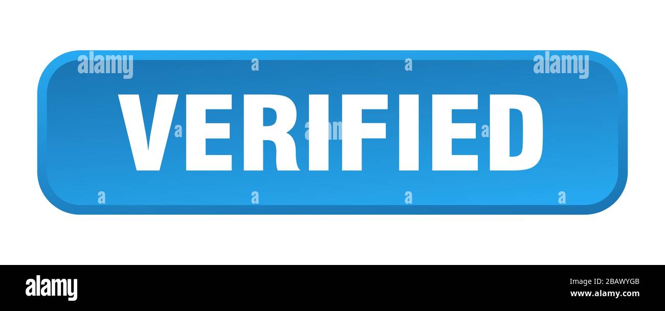 verified button. verified square 3d push button Stock Vector