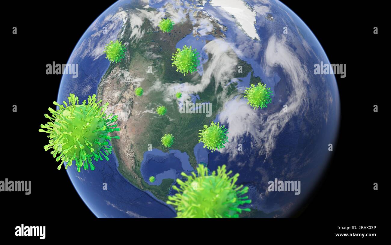 corona virus covid 19 , 3d illustration , render , attack america Stock ...